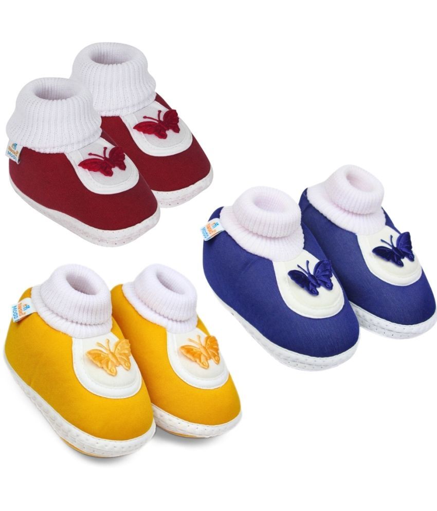     			Neska Moda - MultiColor  Booties For Baby Boy & Baby Girl 6-12 Months ( Pack of 3 )