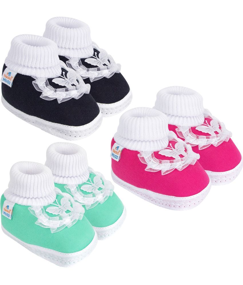     			Neska Moda - MultiColor  Booties For Baby Boy & Baby Girl 6-12 Months ( Pack of 3 )