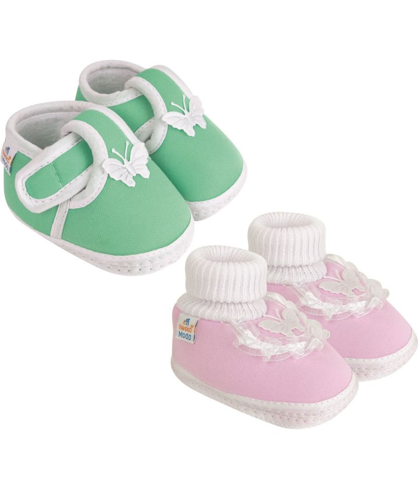     			Neska Moda - MultiColor  Booties For Baby Boy & Baby Girl 6-12 Months ( Pack of 2 )