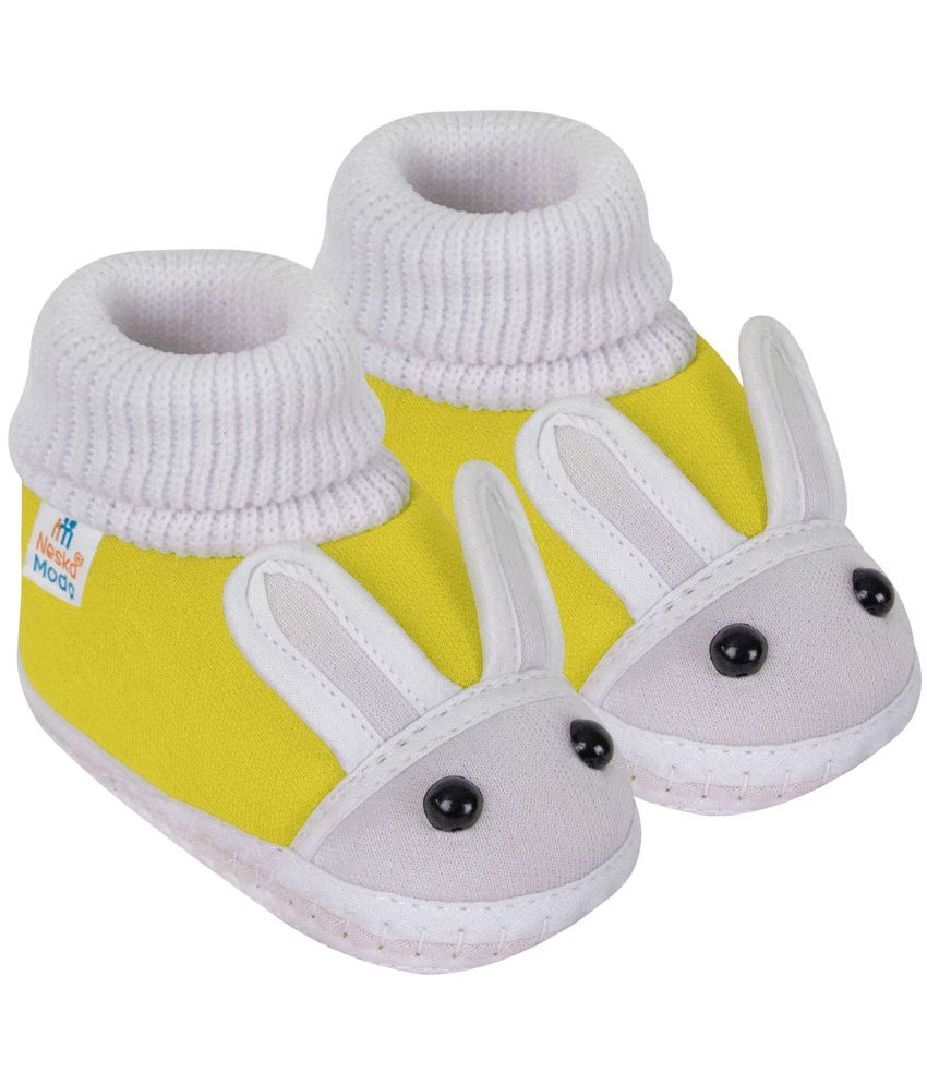     			Neska Moda - Yellow Booties For Baby Boy & Baby Girl 0-6 Months ( Pack of 1 )