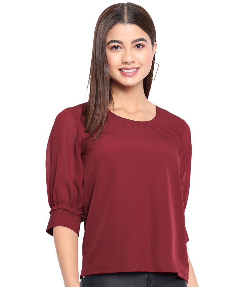     			OTIRA Maroon Crepe Women's Regular Top ( Pack of 1 )