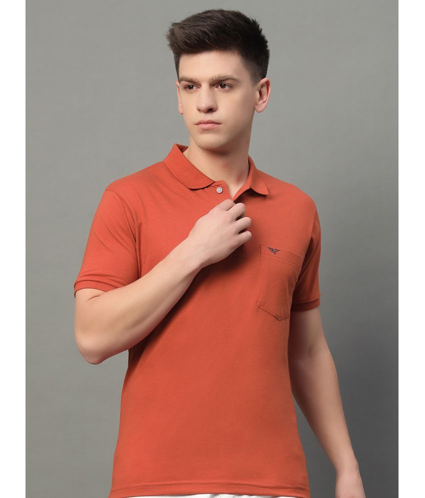     			Riss Pack of 1 Cotton Blend Regular Fit Solid Half Sleeves Men's Polo T Shirt ( Rust )