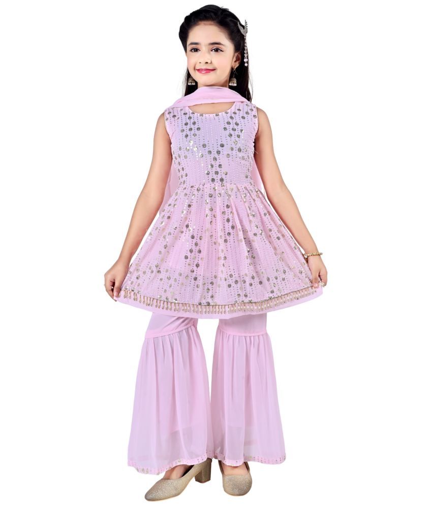     			Arshia Fashions Girls Georgette Kurta and Sharara Set ( Pack of 1 , Pink )