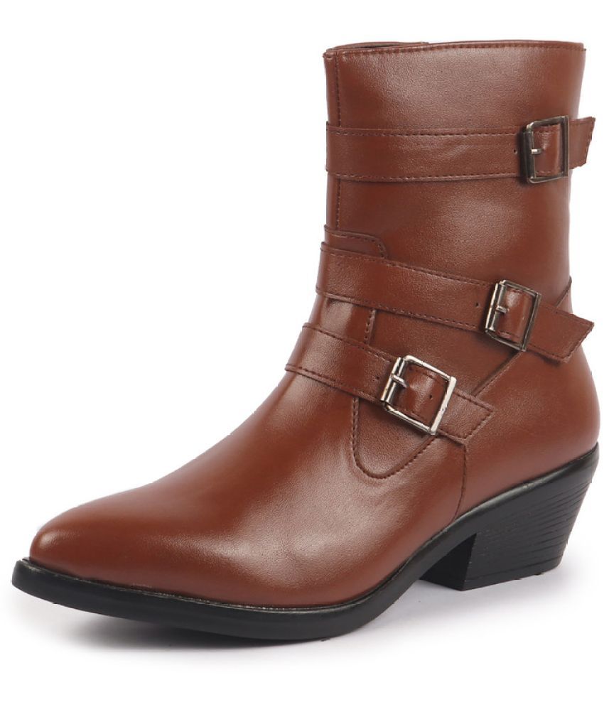     			Fausto Tan Women's Mid Calf Length Boots