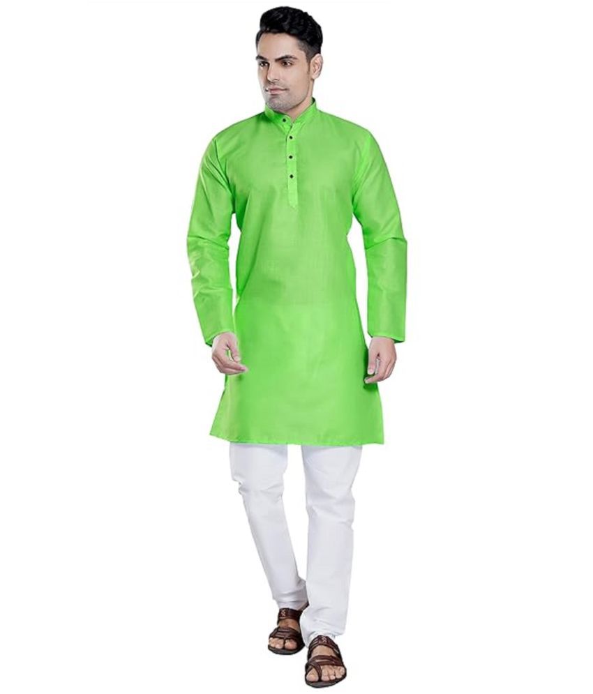     			JTG enterprises Green Cotton Blend Regular Fit Men's Kurta Pyjama Set ( Pack of 1 )