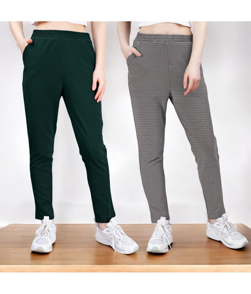     			Leewan Green Cotton Blend Women's Outdoor & Adventure Trackpants ( Pack of 2 )