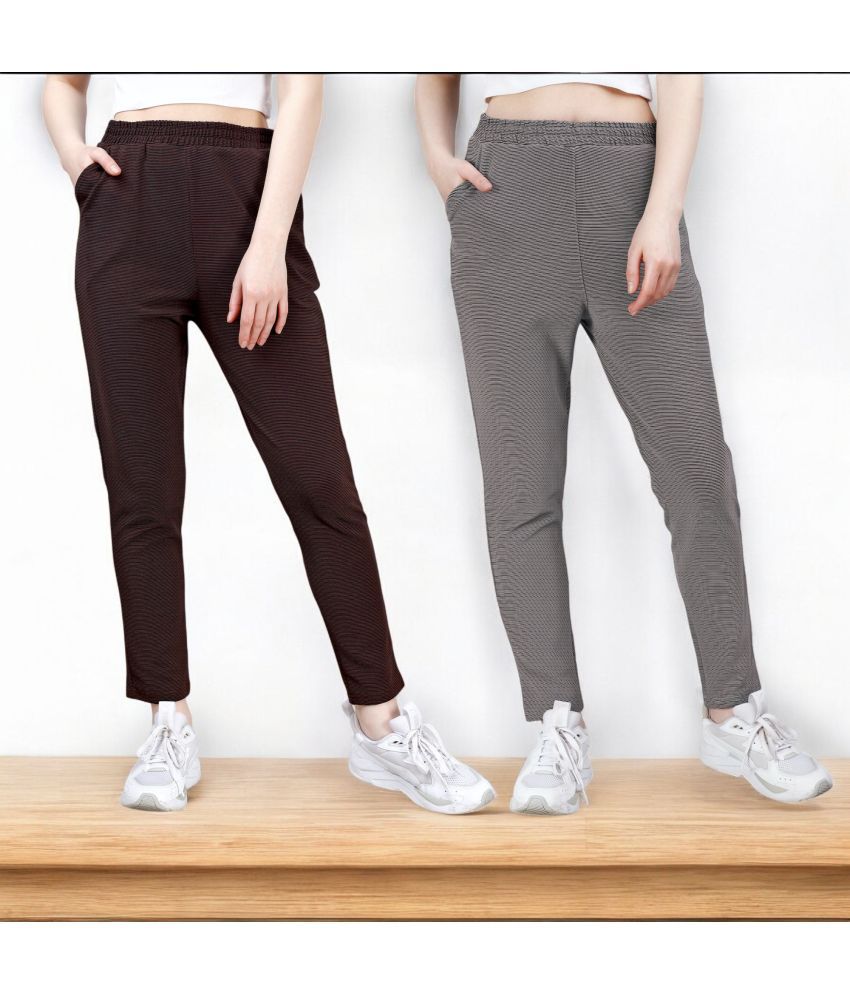     			Leewan Light Grey Cotton Blend Women's Outdoor & Adventure Trackpants ( Pack of 2 )