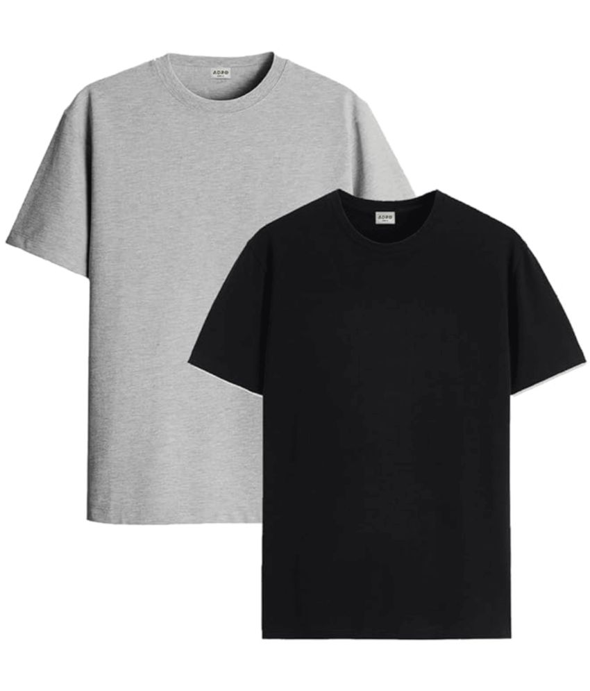     			TREND SKY Polyester Regular Fit Solid Half Sleeves Men's Round T-Shirt - Grey ( Pack of 2 )