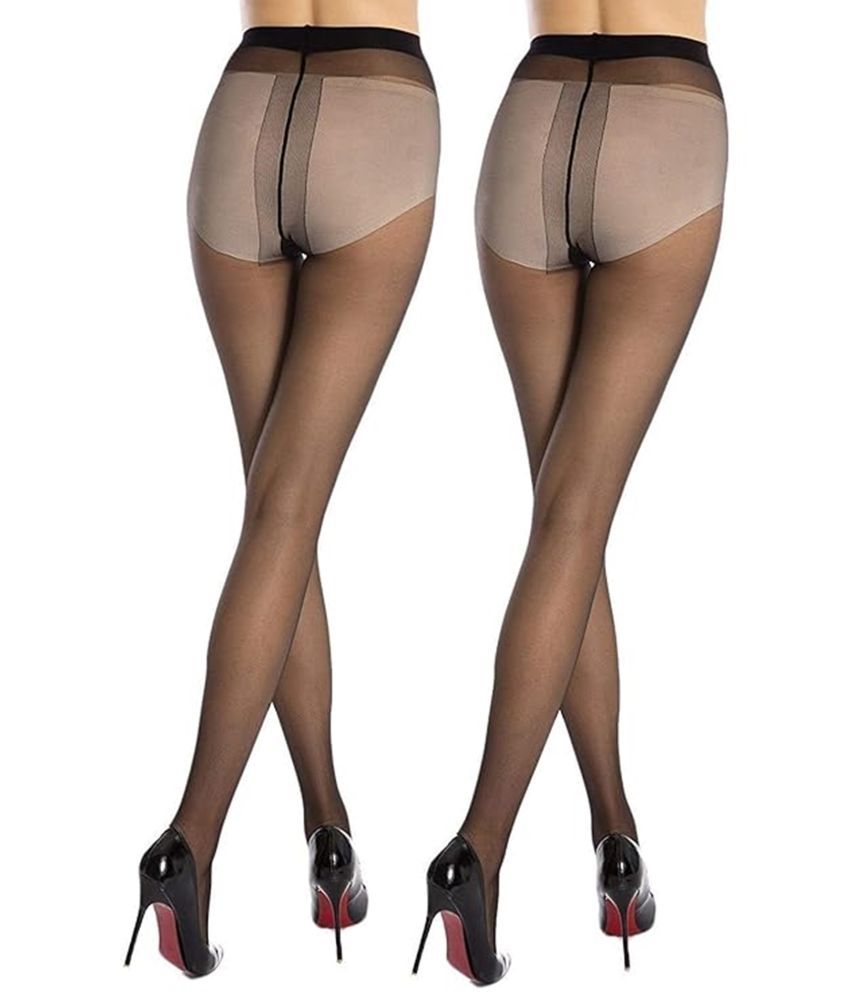     			ATIPRIYA Pack of 2 Women's Nylon Full length Stockings ( Black )