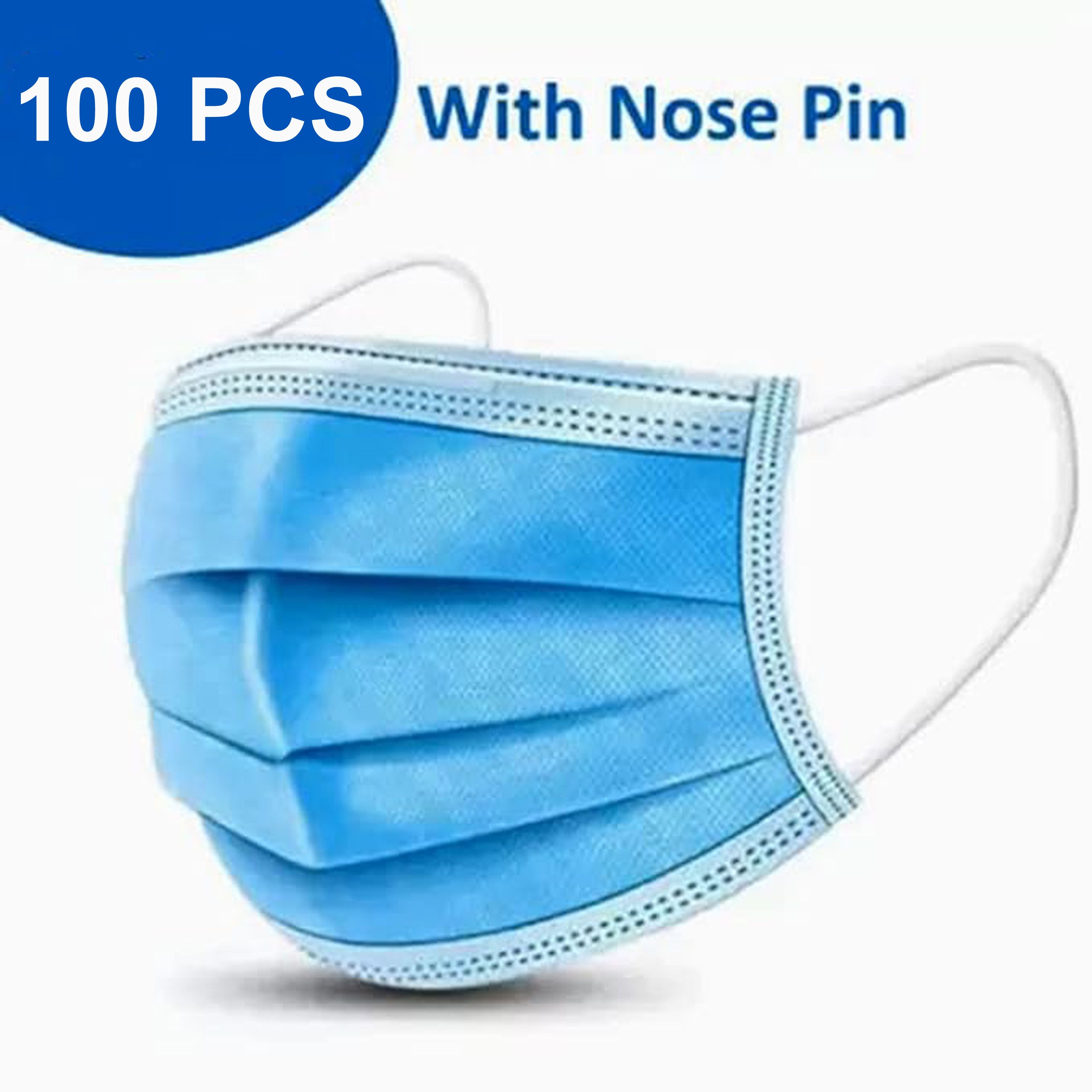     			BLAQUE 3 Ply Anti Viral, Anti Pollution Surgical Disposable Face Mask With Nose Pin- Pack of 100 (Soft Earloop)