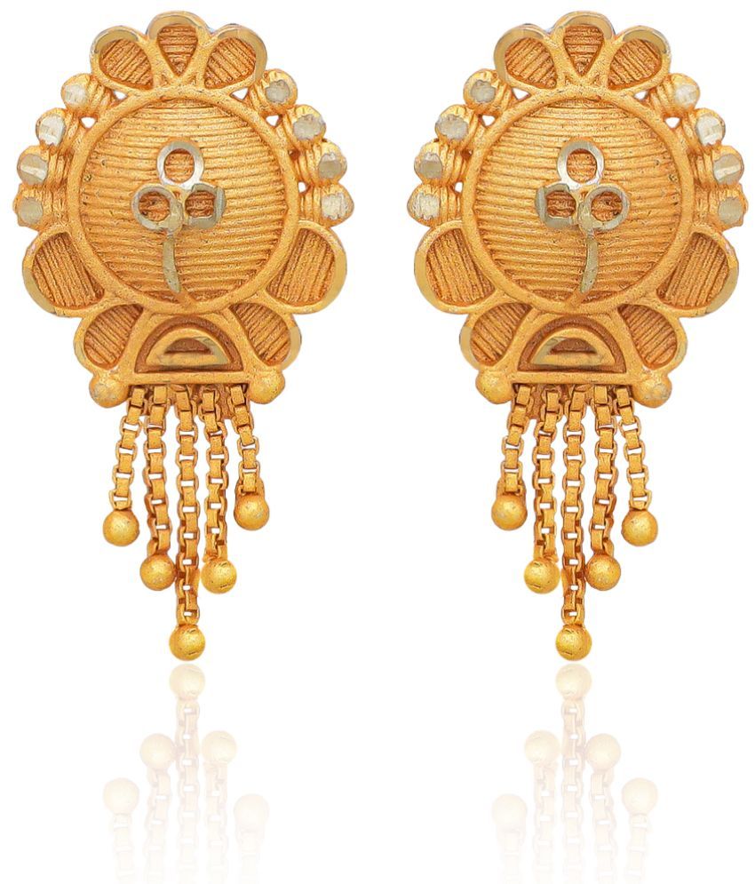     			Drashti Collection Golden Drop Earrings ( Pack of 1 )