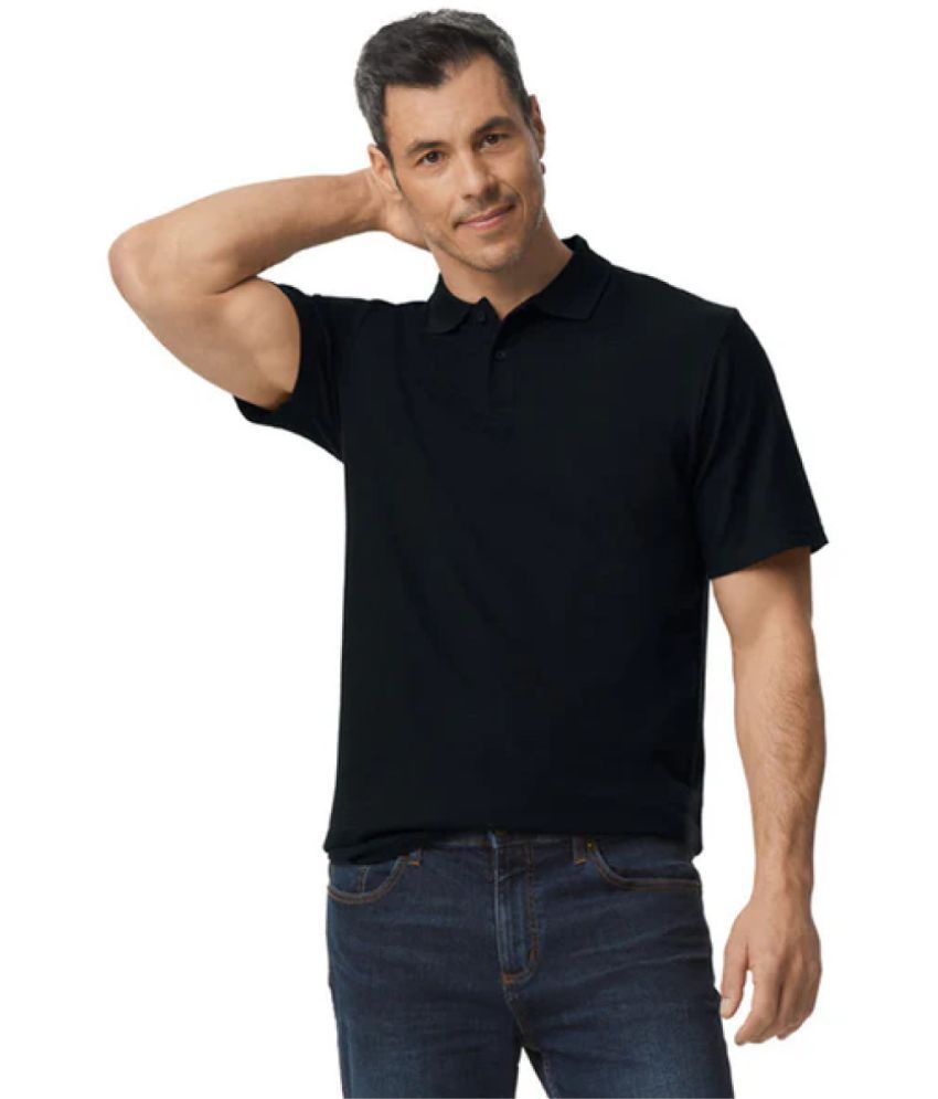     			Gildan Cotton Regular Fit Solid Half Sleeves Men's Henley T-Shirt - Black ( Pack of 1 )