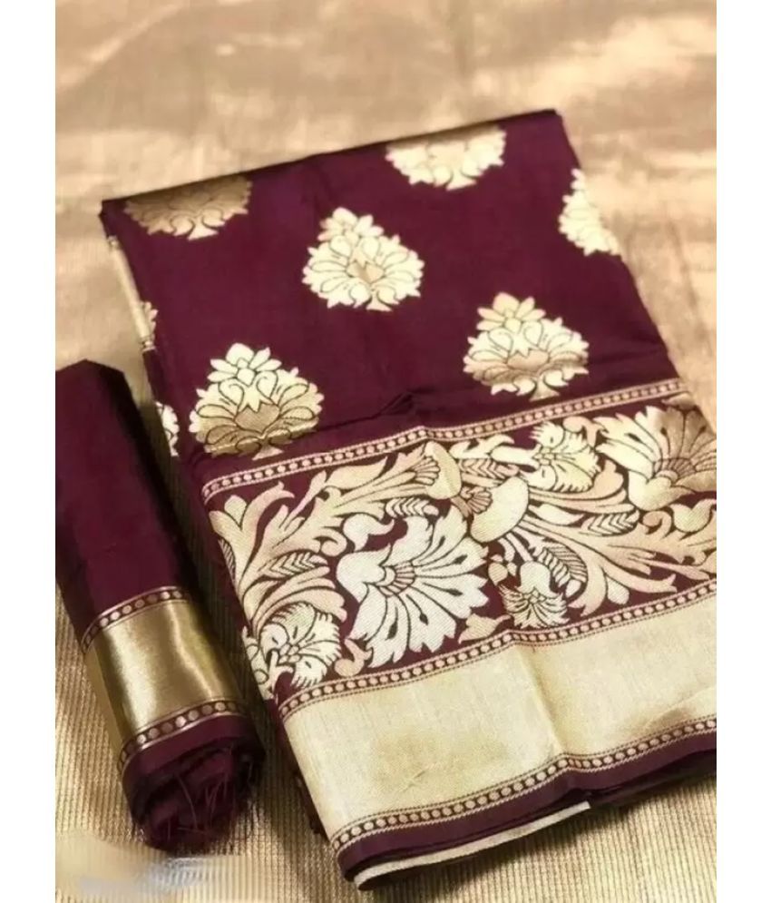     			NENCY FASHIONS Pack of 1 Kanjivaram Silk Woven Saree With Blouse Piece ( Maroon )