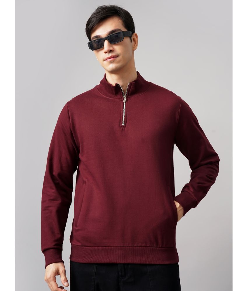     			Paul Street Cotton High Neck Men's Sweatshirt - Maroon ( Pack of 1 )