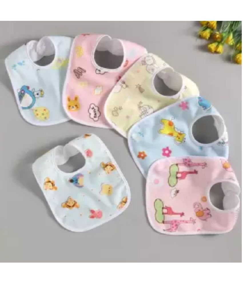     			Qin Pin Multi-Colour Cotton Bibs - Set of 6