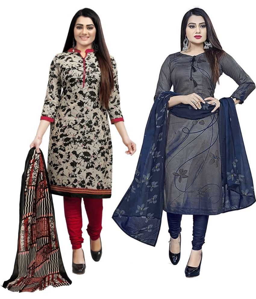     			Rajnandini Unstitched Cotton Blend Printed Dress Material - Multicolor ( Pack of 2 )