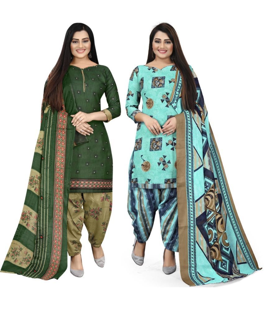     			Rajnandini Unstitched Cotton Blend Printed Dress Material - Multicolor ( Pack of 2 )