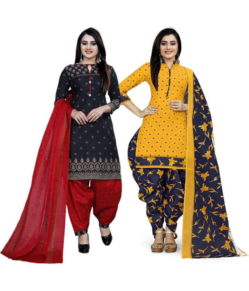     			Rajnandini Unstitched Cotton Blend Printed Dress Material - Multicolor ( Pack of 2 )