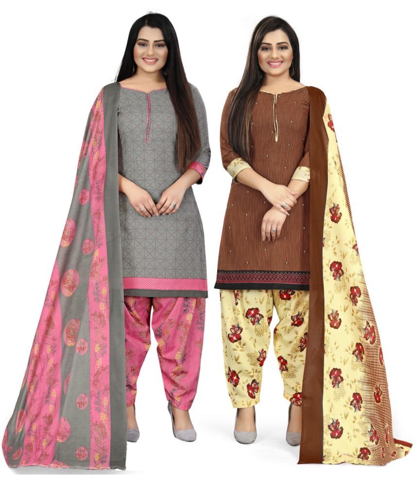     			Rajnandini Unstitched Cotton Blend Printed Dress Material - Multicolor ( Pack of 2 )