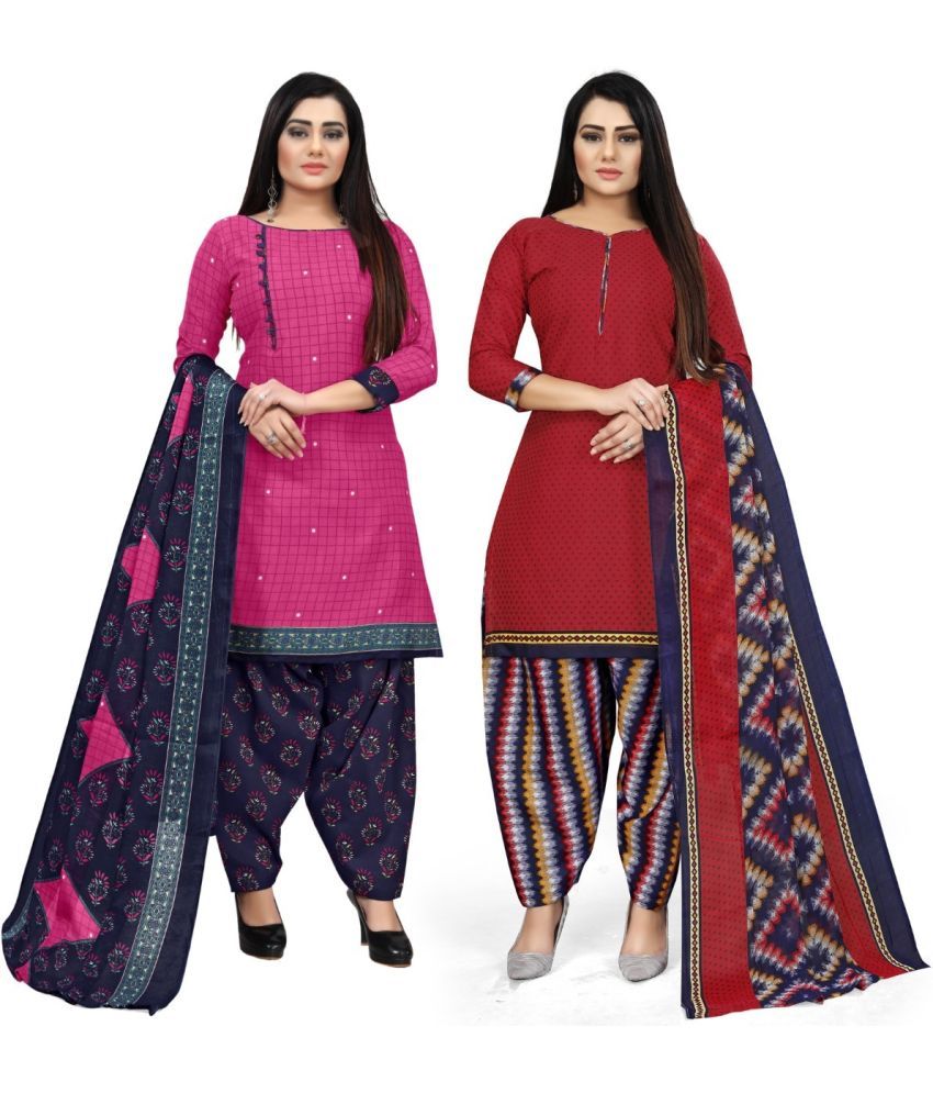     			Rajnandini Unstitched Cotton Blend Printed Dress Material - Multicolor ( Pack of 2 )