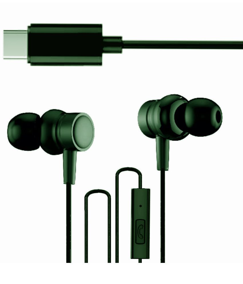     			Tecsox Bassbuds Type C Wired Earphone In Ear Active Noise cancellation Green