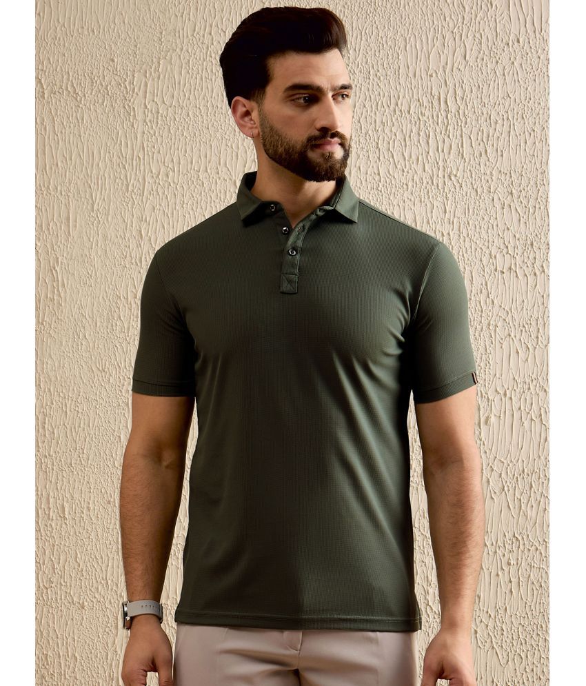     			Uth Republic Pack of 1 Cotton Blend Regular Fit Solid Half Sleeves Men's Polo T Shirt ( Military Green )