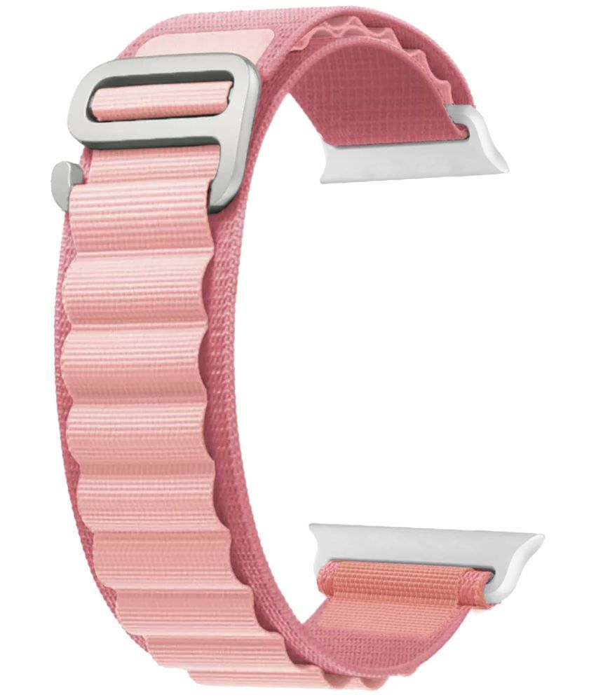     			ACM Watch Strap Slide Nylon compatible with Pebble Cosmos Engage Smartwatch Sports Hook Band Creame Pink