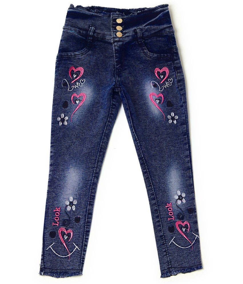     			Arshia Fashions Pack of 1 Girls Denim Lycra Jeans ( Dark Blue )