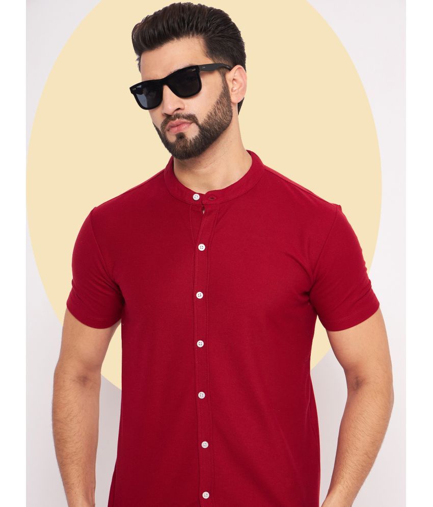     			GET GOLF Cotton Blend Regular Fit Solids Half Sleeves Men's Casual Shirt - Maroon ( Pack of 1 )