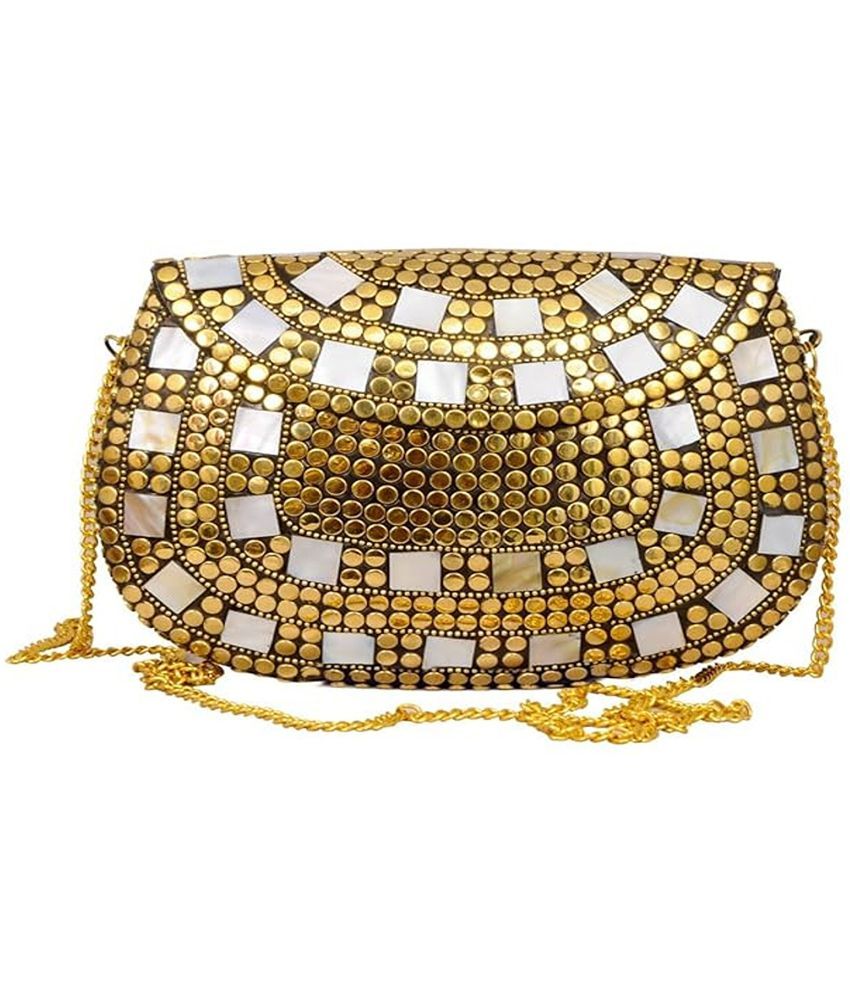     			Shakuntla Vintage Gold Metal Crossbody