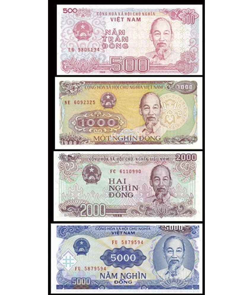     			Vietnam 500-1000-2000-5000 Dong Set of 4 Notes in Top Grade Gem UNC