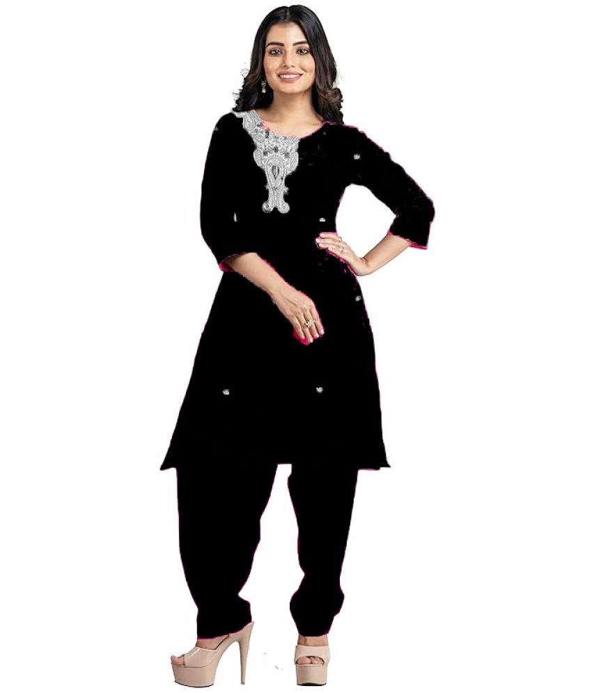     			Vrinde Unstitched Woollen Embroidered Dress Material - Black ( Pack of 1 )