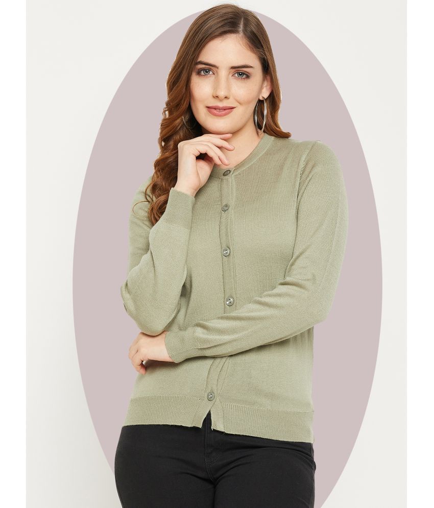     			zigo Acro Wool Round Neck Women's Buttoned Cardigans - Green ( )