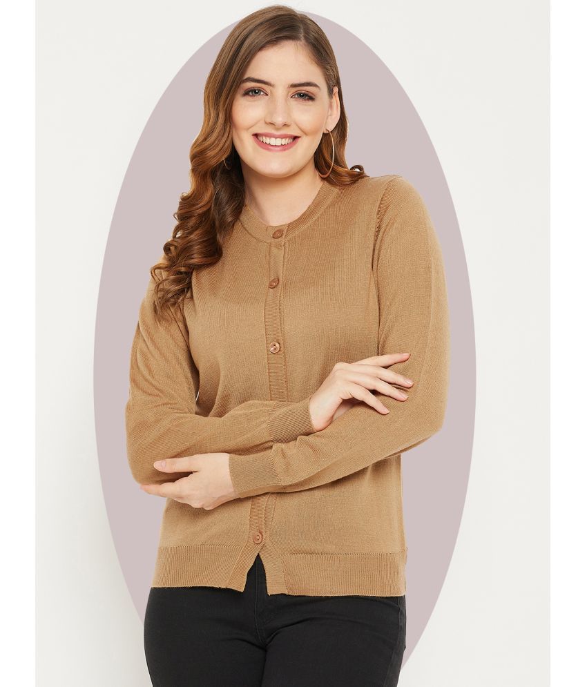     			zigo Acro Wool Round Neck Women's Buttoned Cardigans - Brown ( )