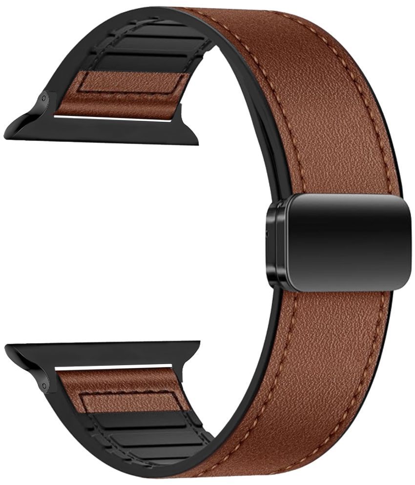     			ACM Watch Strap Slide Leather Magnetic Silicone compatible with Ikall W8 Smartwatch Belt Luxury Band Brown