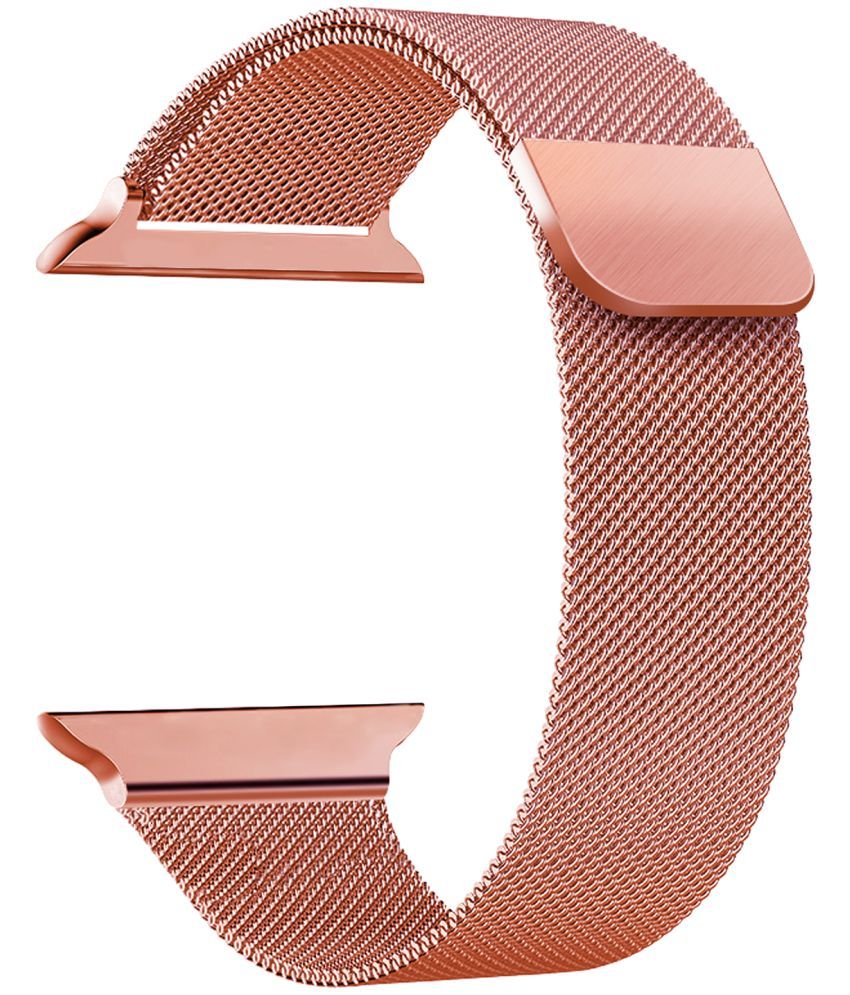     			ACM Watch Strap Slide Magnetic Loop compatible with Fire-Boltt Zenith Bsw139 Smartwatch Luxury Metal Chain Band Rose Gold Pink