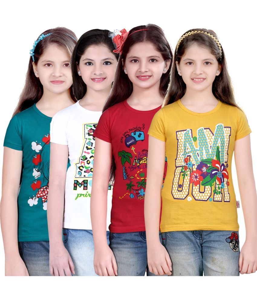     			CRT Enterprises Pack of 4 Girls Cotton T-Shirt ( Multicolor )