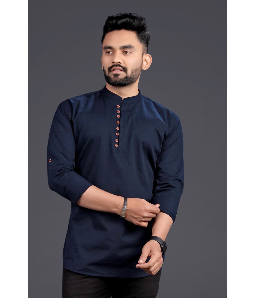     			Nofilter Navy Cotton Blend Men's Regular Kurta ( Pack of 1 )