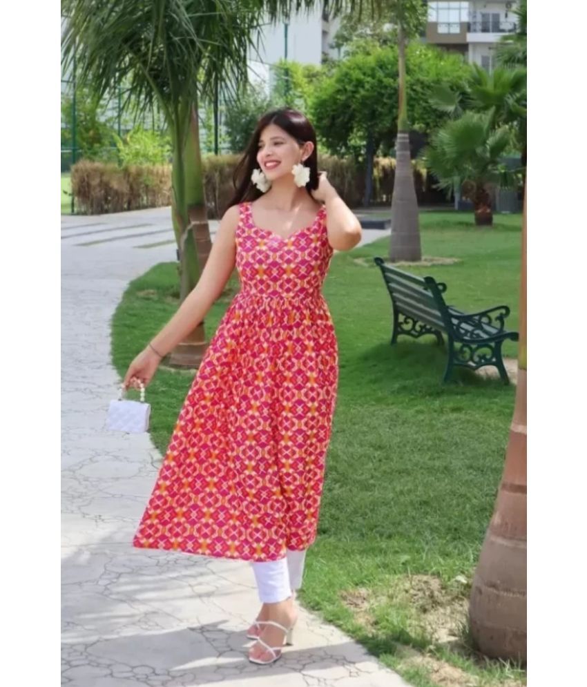     			Bhawanaprint Viscose Rayon Printed Full Length Women's Gown - Pink ( Pack of 1 )