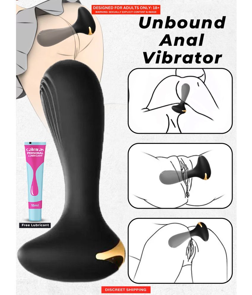     			Black Color Premium ABS Material Skin Safe Anal Plug Vibrator with 4 cm Insertable Length| Waterproof and 10 Vibration Modes