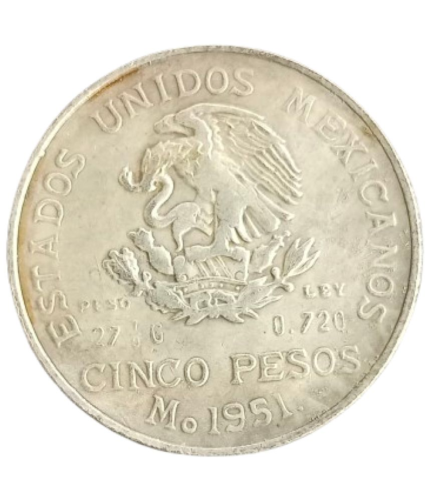     			Extremely Rare Mexico 5 Pesos 1951-1954 Modern Coin - Hard to Find