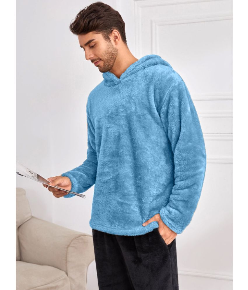     			Madfrog Velvet Hooded Men's Sweatshirt - Blue ( Pack of 1 )