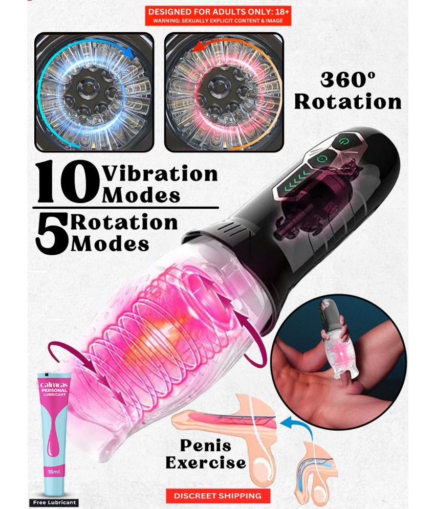     			Naughty Nights Hands Free Masturbator with 10 Vibration and 5 Rotation Modes Spinning Masturbator | USB Chargeable Silicone Material Vibrating Masturbator Cup For Men