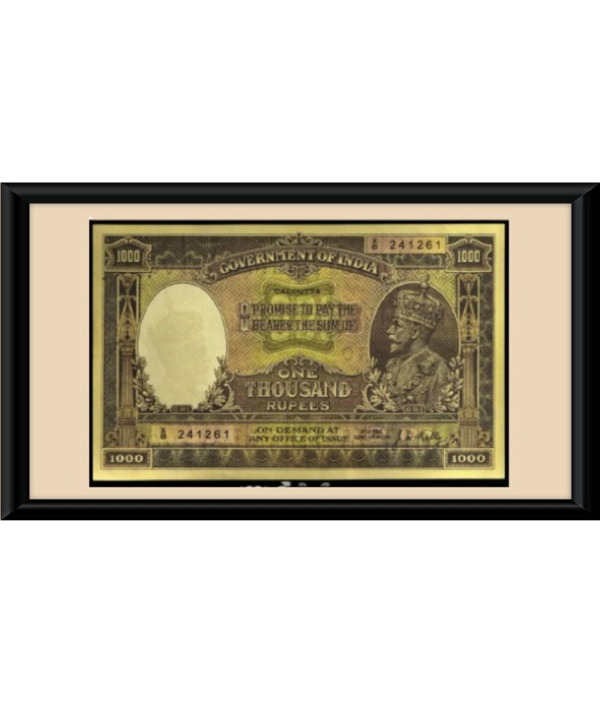     			Rare 1000 Rs Note 5th King George & Bimal Jalan Wall Art Decor With Frame Collectible Display