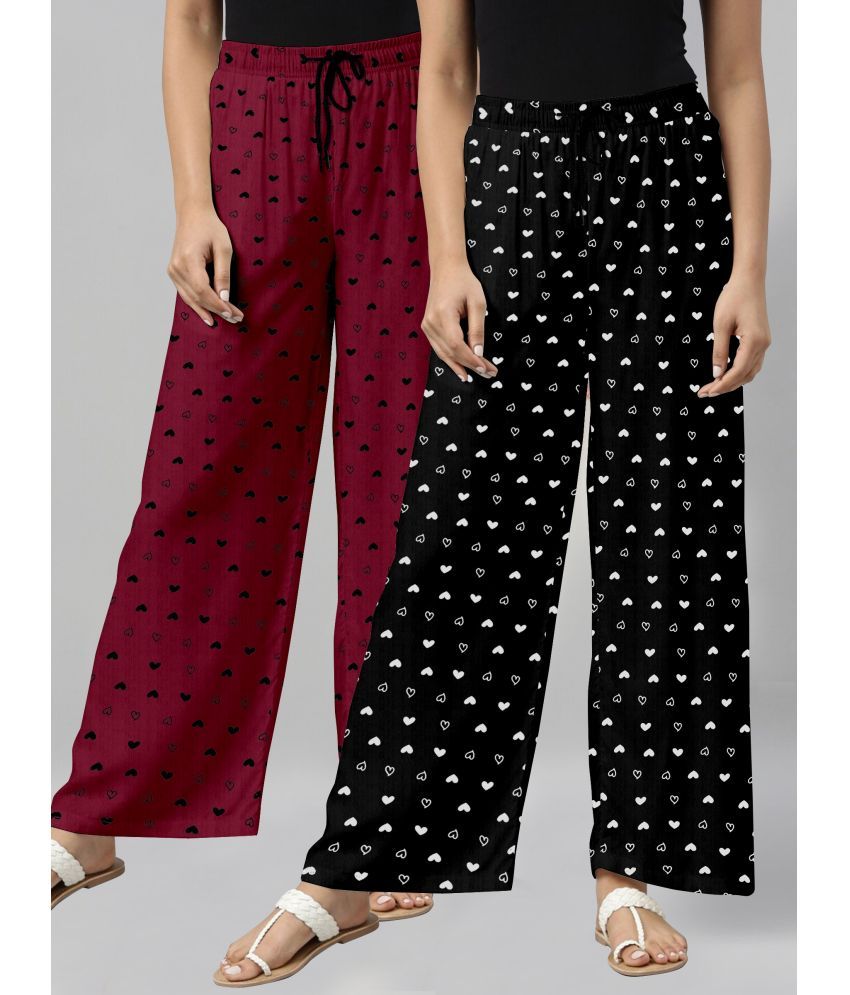     			Riglozi Maroon,Black Cotton Women's Nightwear Pajamas ( Pack of 2 )