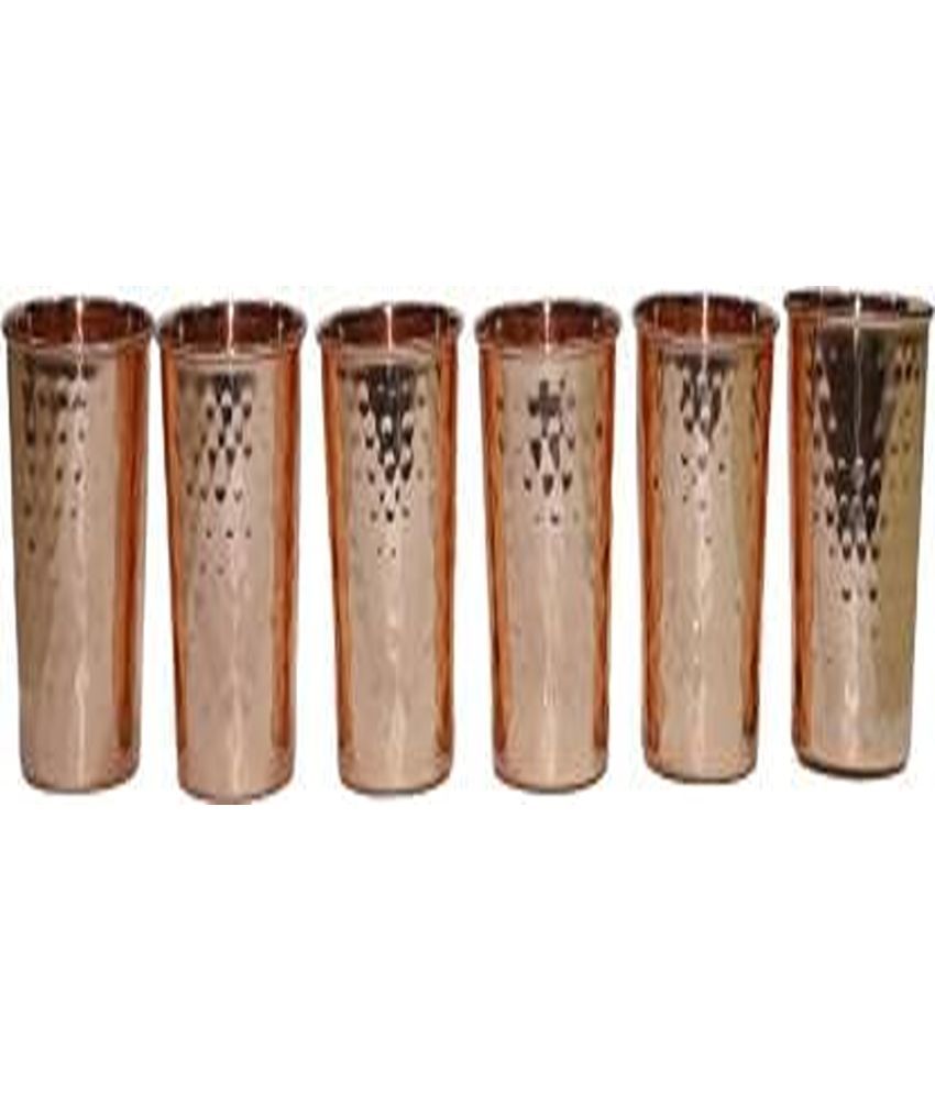     			Shakuntla Vintage Copper Glasses 250 ml ( Pack of 6 ) Gold