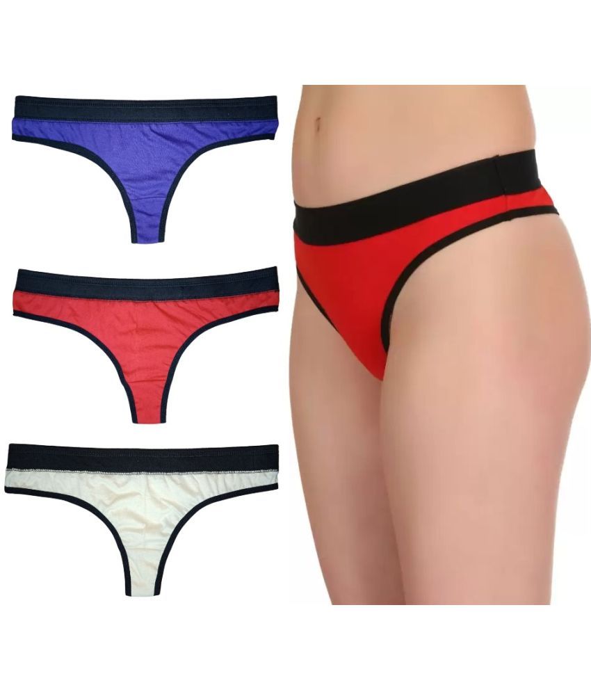     			Vokan Pack of 3 Cotton Lycra Thongs For Women ( Multicolor13 )