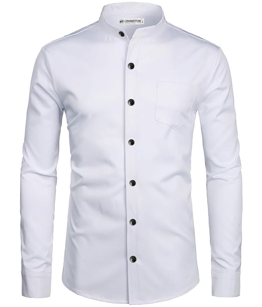     			CROWNTAIL Cotton Blend Slim Fit Solids Full Sleeves Men's Casual Shirt - White ( Pack of 1 )