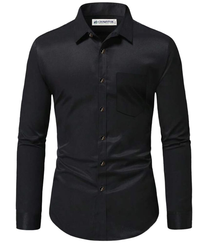     			CROWNTAIL Cotton Blend Slim Fit Solids Full Sleeves Men's Casual Shirt - Black ( Pack of 1 )