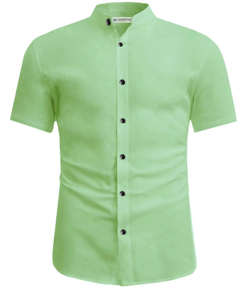     			CROWNTAIL Cotton Blend Slim Fit Solids Half Sleeves Men's Casual Shirt - Sea Green ( Pack of 1 )